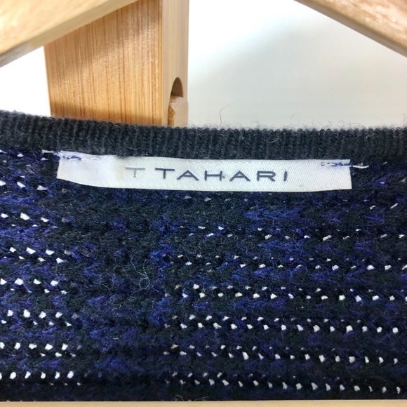 T Tahari wool cocoon drape cardigan - Picture 5 of 7